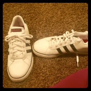 White with black strip Adidas